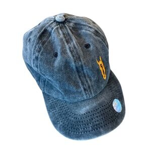 Direct Caps Black Stonewashed Ball Cap with Orange Horse Emblem